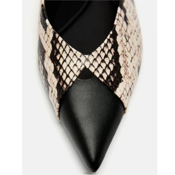 Zara Animal Snakeskin Print Pointed Toe Slingback Flats (NWOT) - Picture 6 of 9